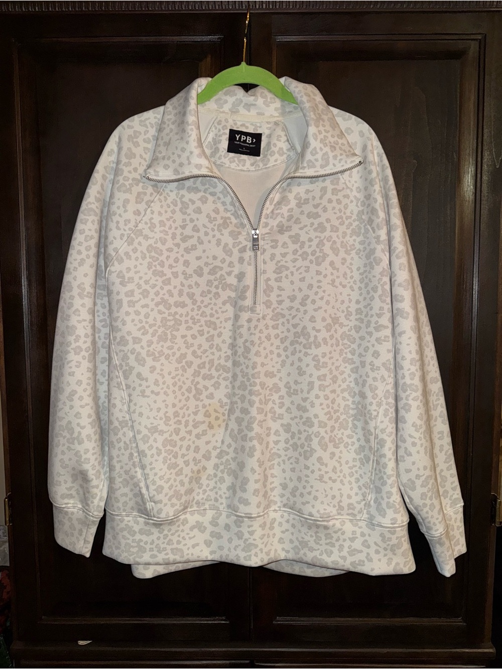 Abercrombie & Fitch YPB quarter zip leopard pullover
